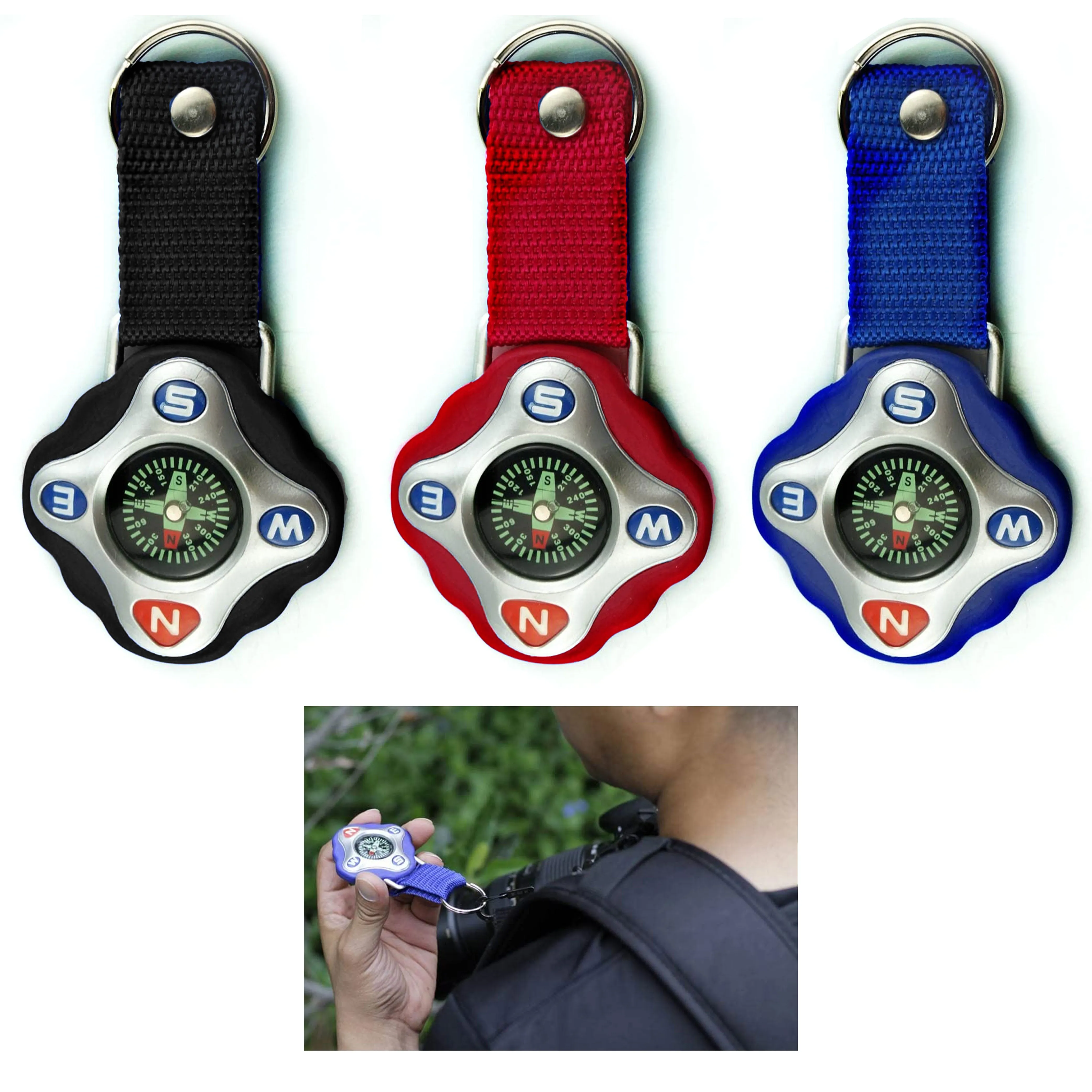 1 Outdoor Compass Keychain Navigation Adventure Survival Camping Hiking Military