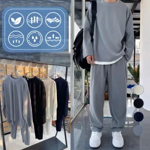 2pcs free shipping Mens Loose Fashionable Long Sleeve 2-piece Set