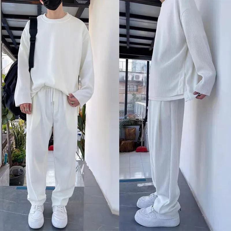 2pcs free shipping Mens Loose Fashionable Long Sleeve 2-piece Set
