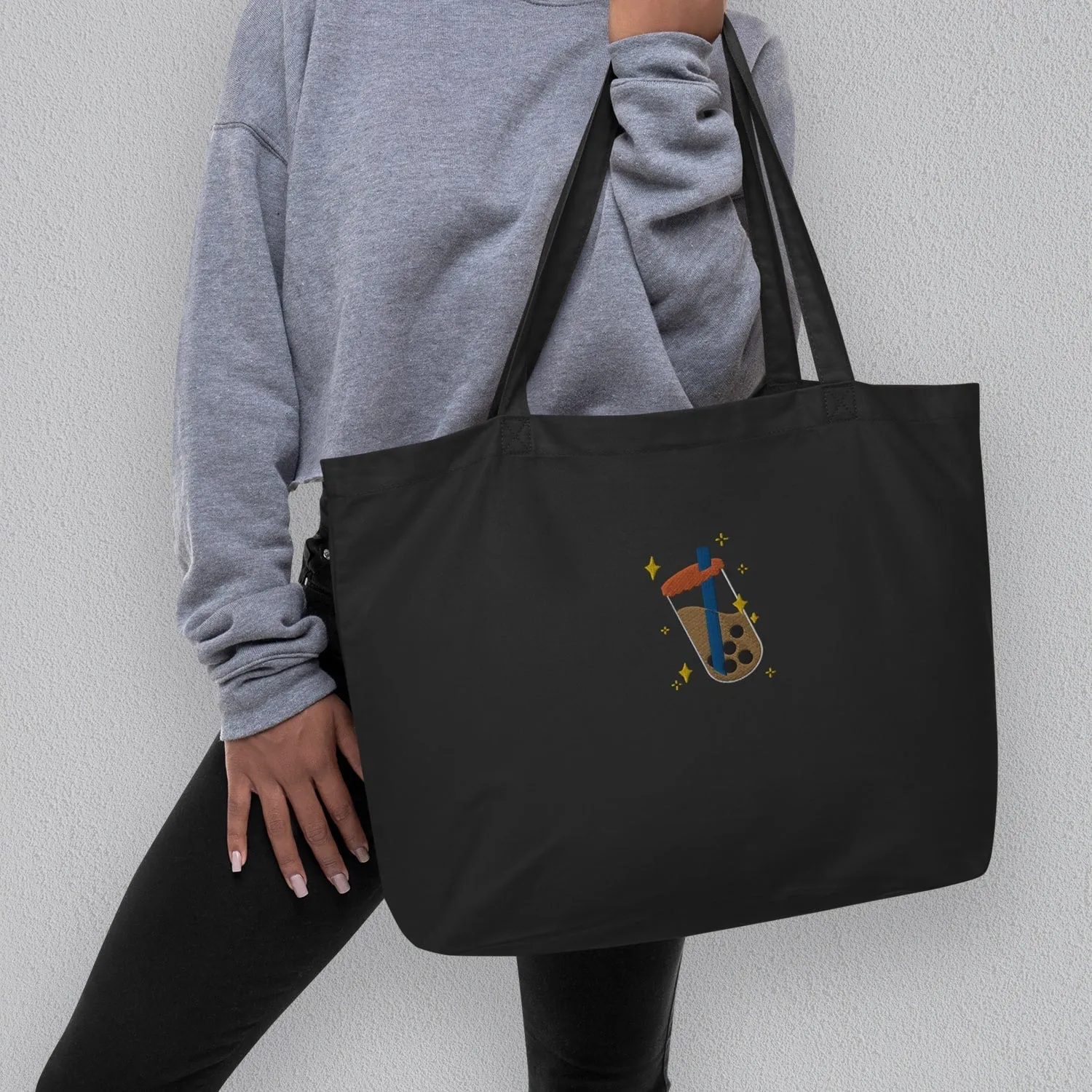 Boba Bliss Embroidered Large Tote