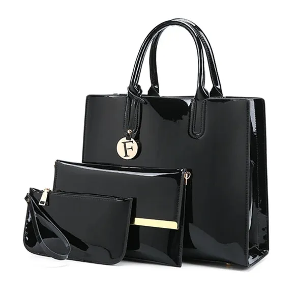 Brand 3 Sets Women Handbags High Quality Patent Leather Female Messenger Bag Luxury Tote Ladies Shoulder Crossbody Bag Clutch
