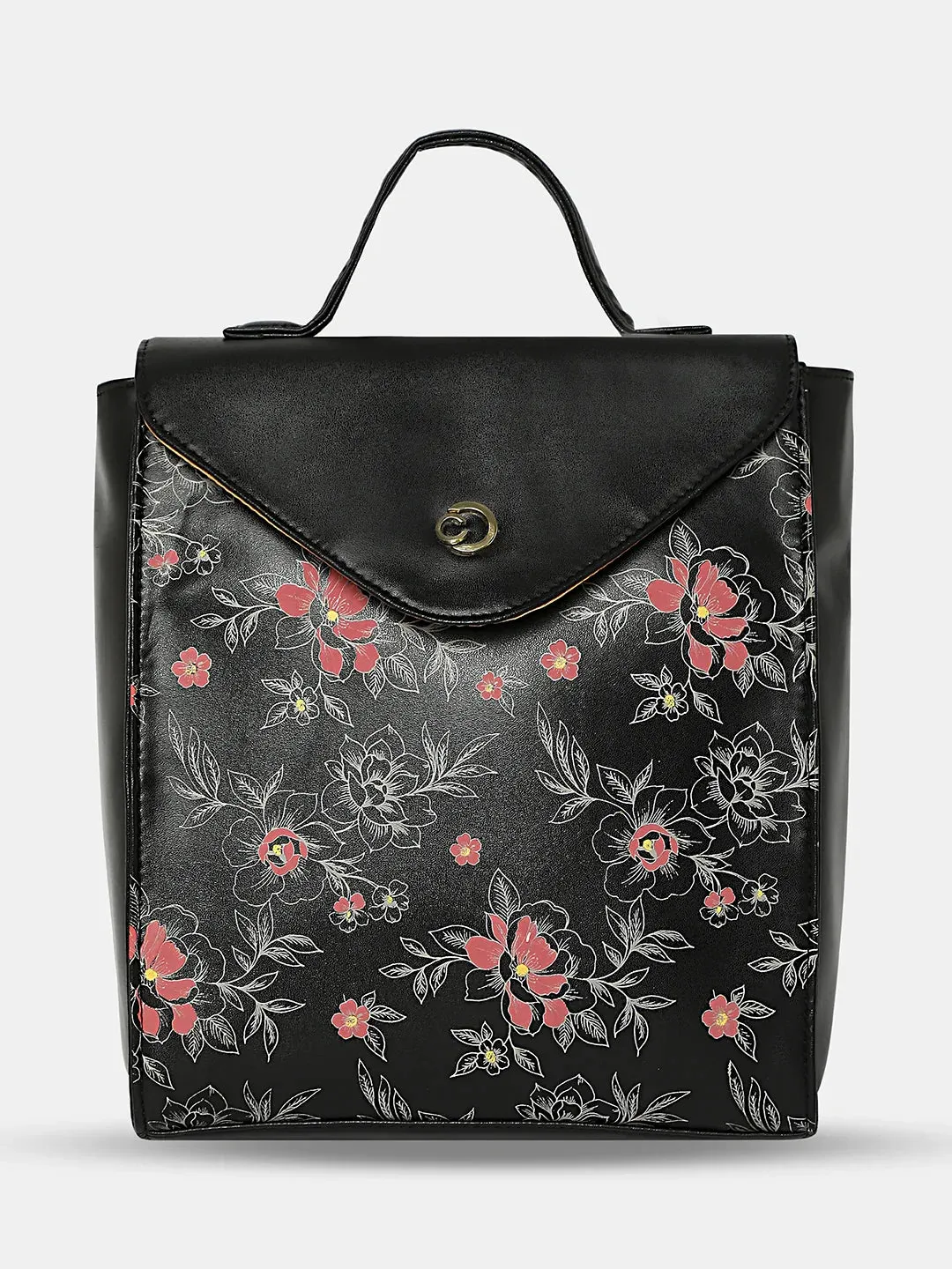 Caprese Snow Backpack Medium Printed Women'S Bag Black