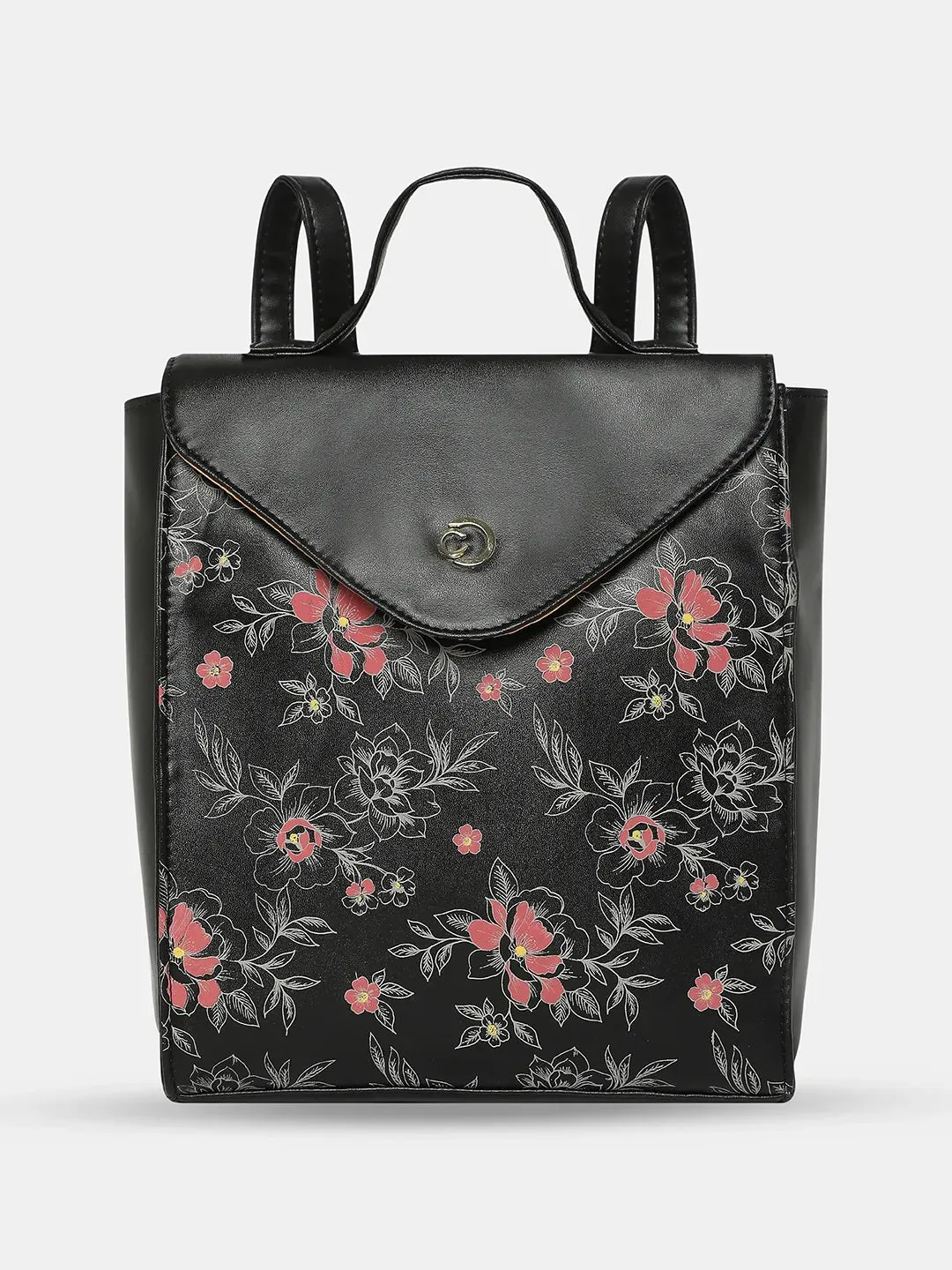 Caprese Snow Backpack Medium Printed Women'S Bag Black