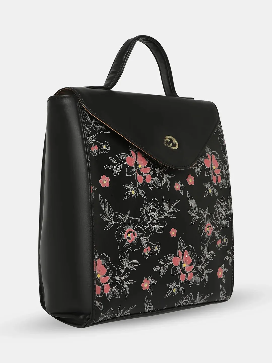 Caprese Snow Backpack Medium Printed Women'S Bag Black
