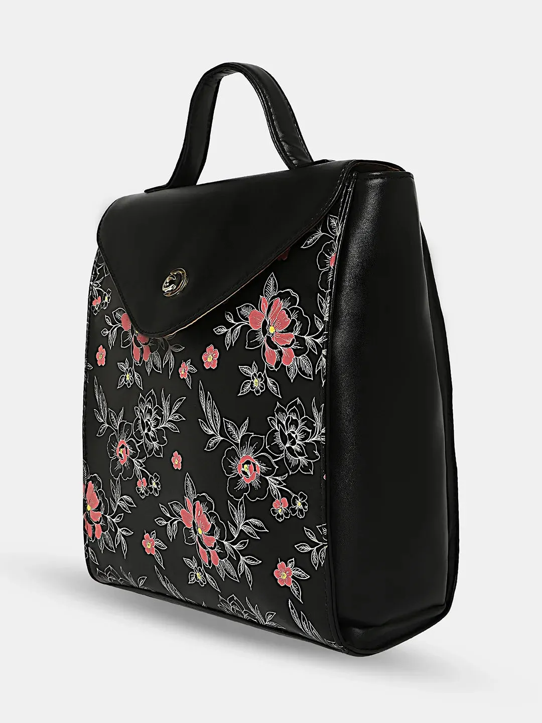 Caprese Snow Backpack Medium Printed Women'S Bag Black