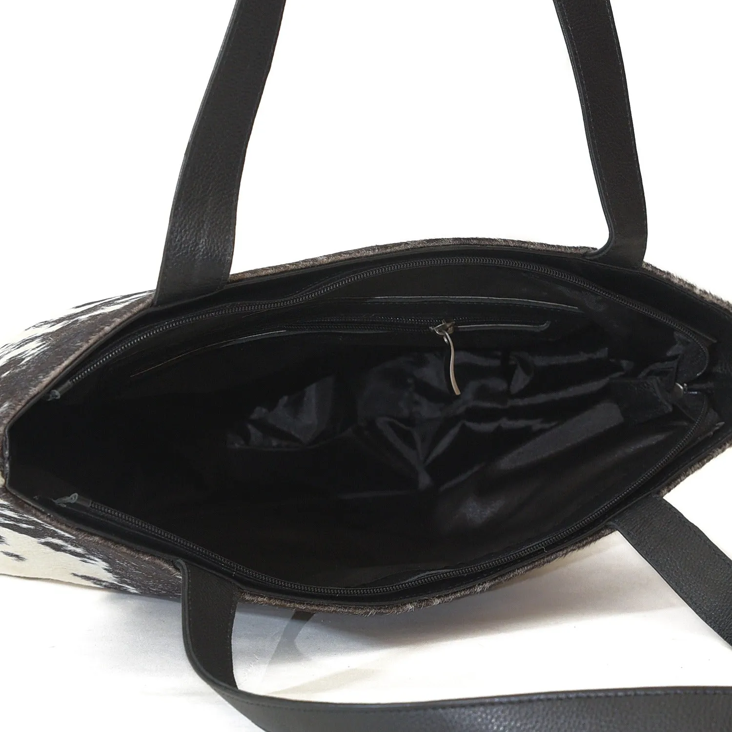 Cowhide Hair On Handbag Blackish Brown And white