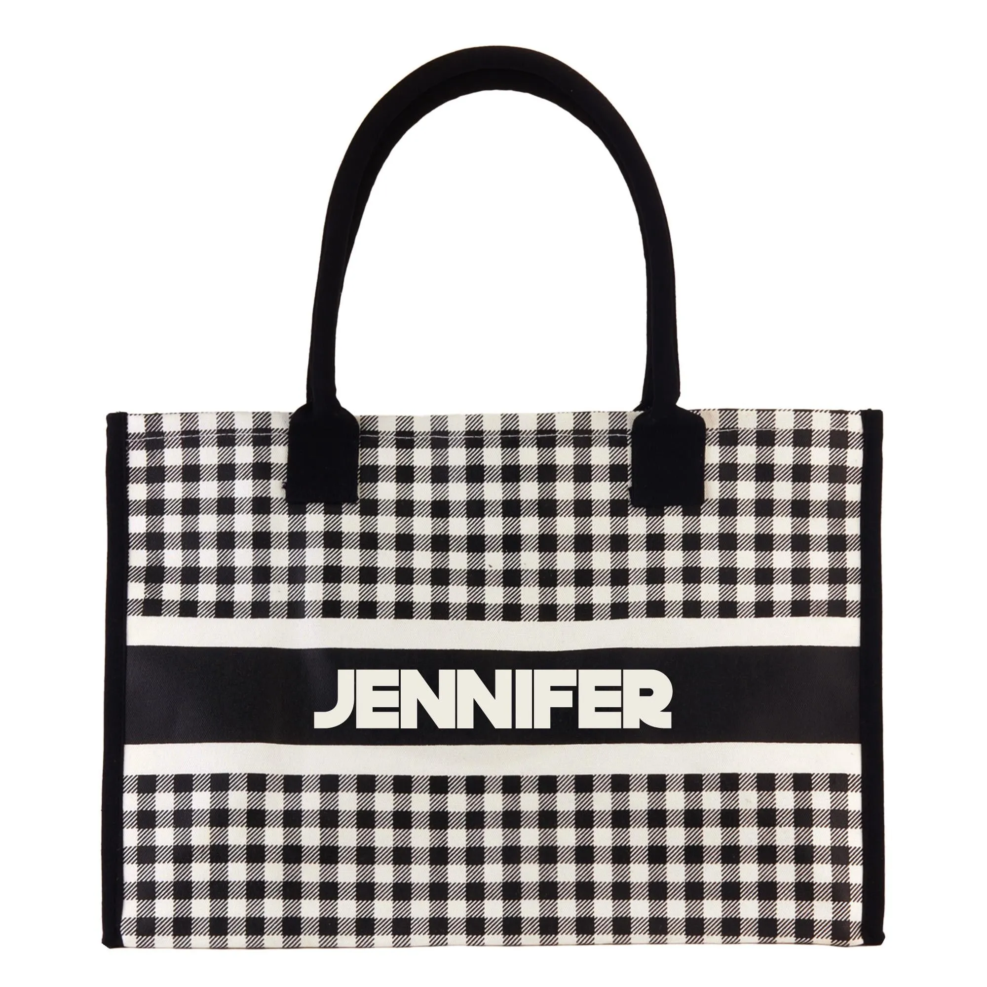 Custom Name Cotton Canvas Tote Bag Personalized Chic Pattern Tote Christmas Gift Bridesmaid Bag Premium Custom Tote Bag (PNTB1003)