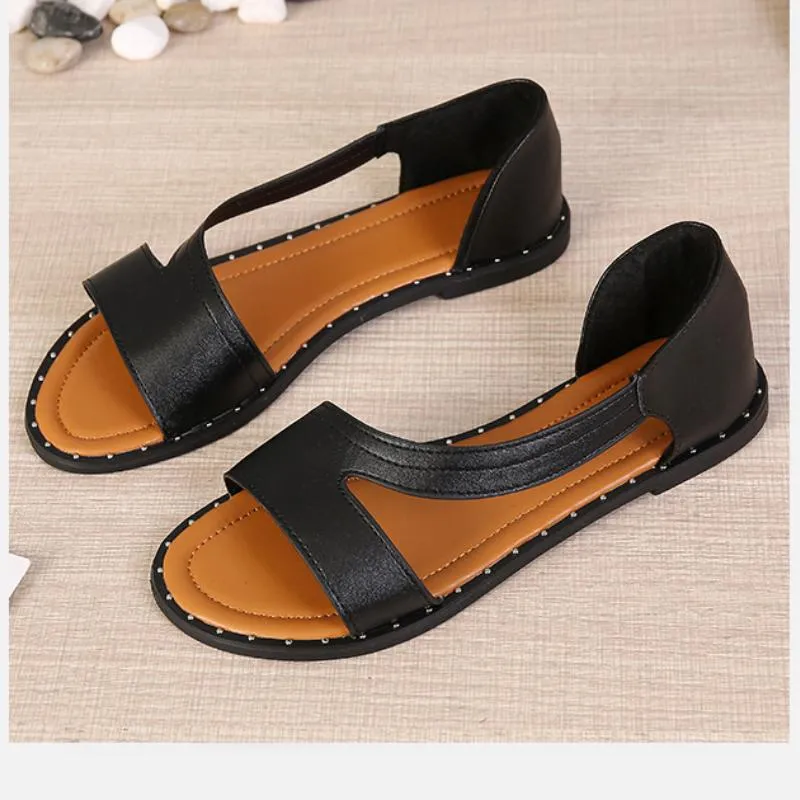 Fish-mouth Rivet Open Toe Flat Sandals(Buy 1 Get Free Shipping)
