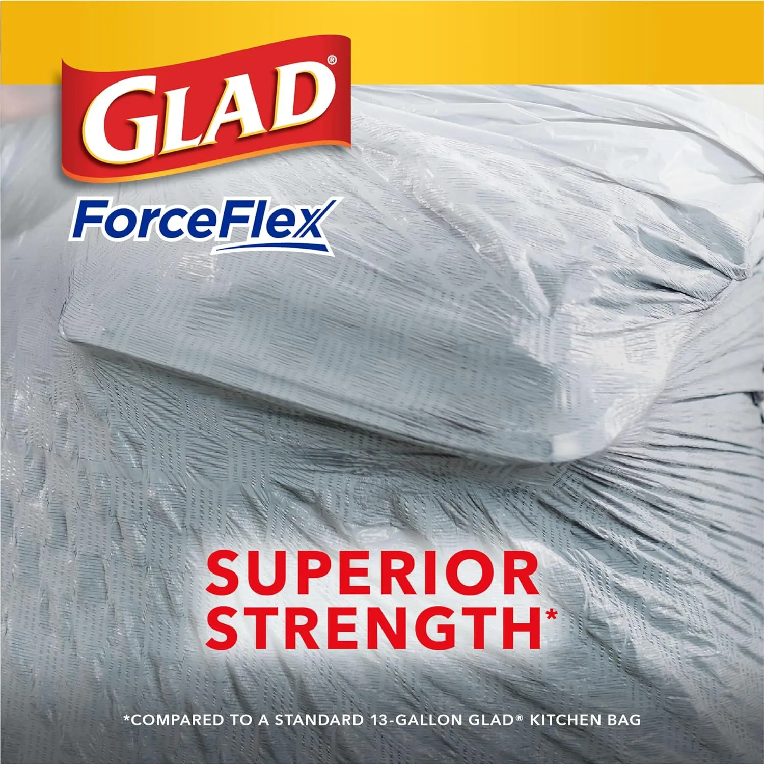Glad ForceFlex Tall Kitchen Drawstring Garbage Bags: 13 Gallon Capacity, Fresh Clean Scent Infused with Febreze, 80 Count