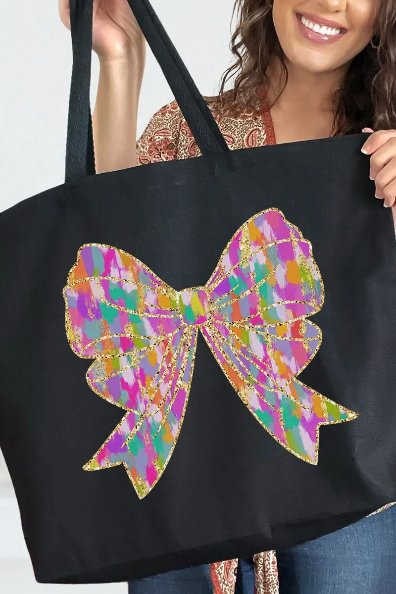 Glitzy Brushed Coquette Canvas Jumbo Tote