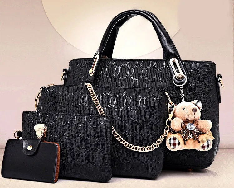 H1367 - Embossed four-piece Handbag Set