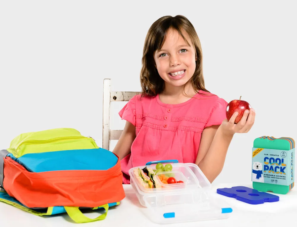 Healthy Packers Multi-Color Slim Long-Lasting Ice Packs for Lunch Box or Cooler Bag (4 or 8 pack)