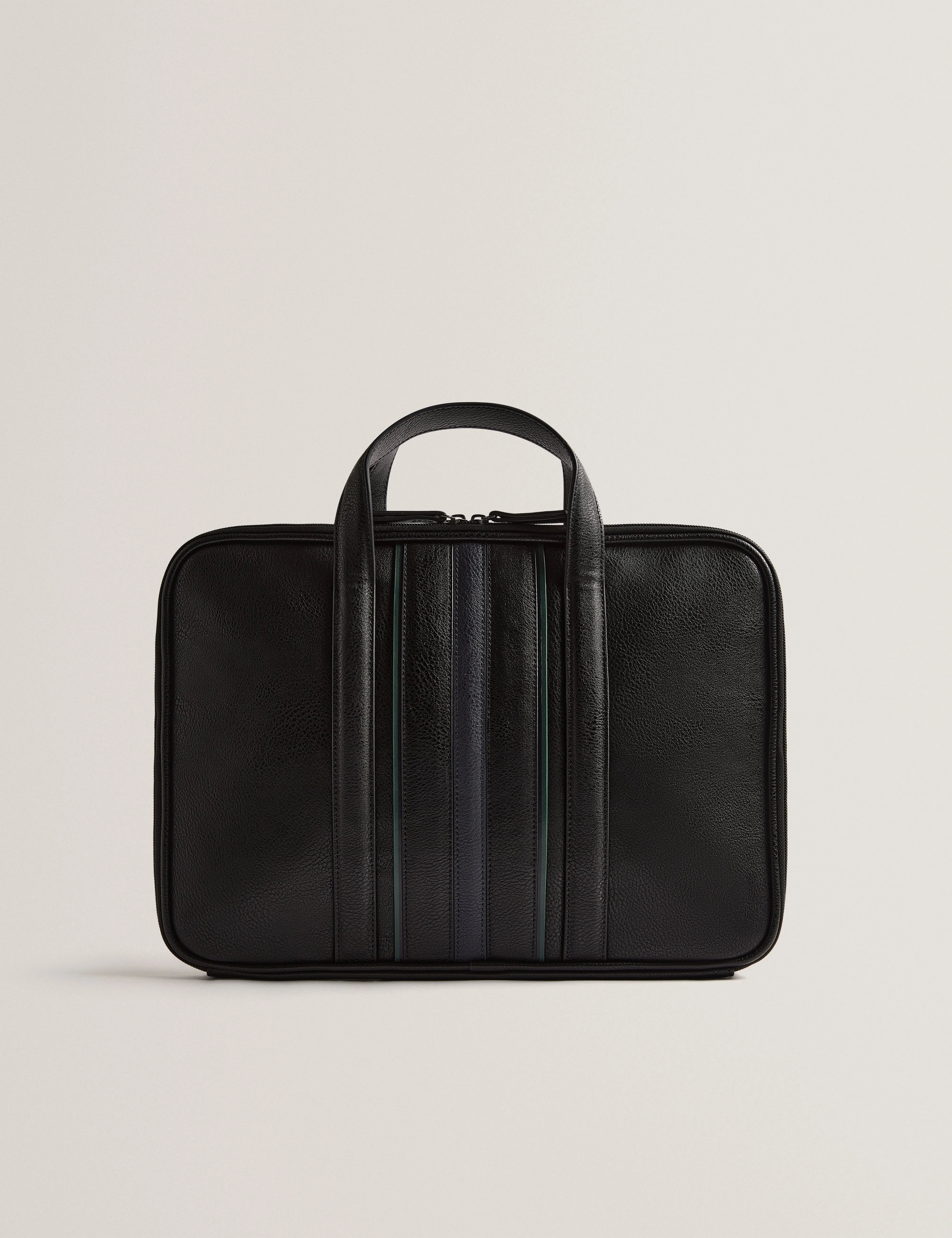 Kedrik Stripe Pu Document Bag Black