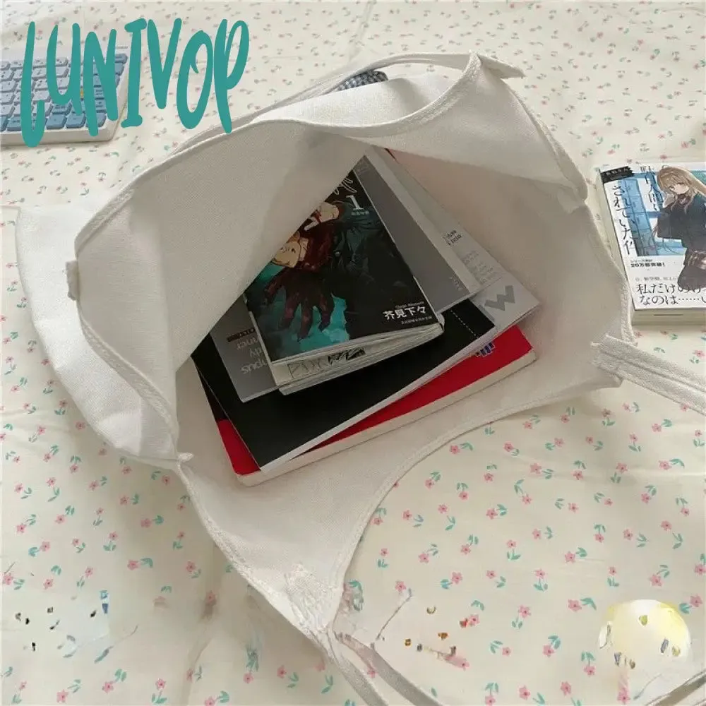 Lunivop Cute Patch Handbags for Women Sweet Kawaii Large Capacity Canvas Tote Bag Fashion Korean Style Underarm Shoulder Bag