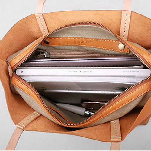 Personalized Full Grain Leather Tote Bag Large Capacity Shoulder Bag Leather Handbag For Women