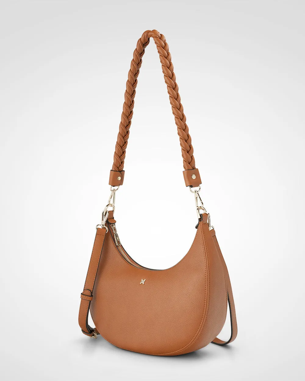 Pia Crescent Shoulder Bag With Crossbody Strap   Plait Strap
