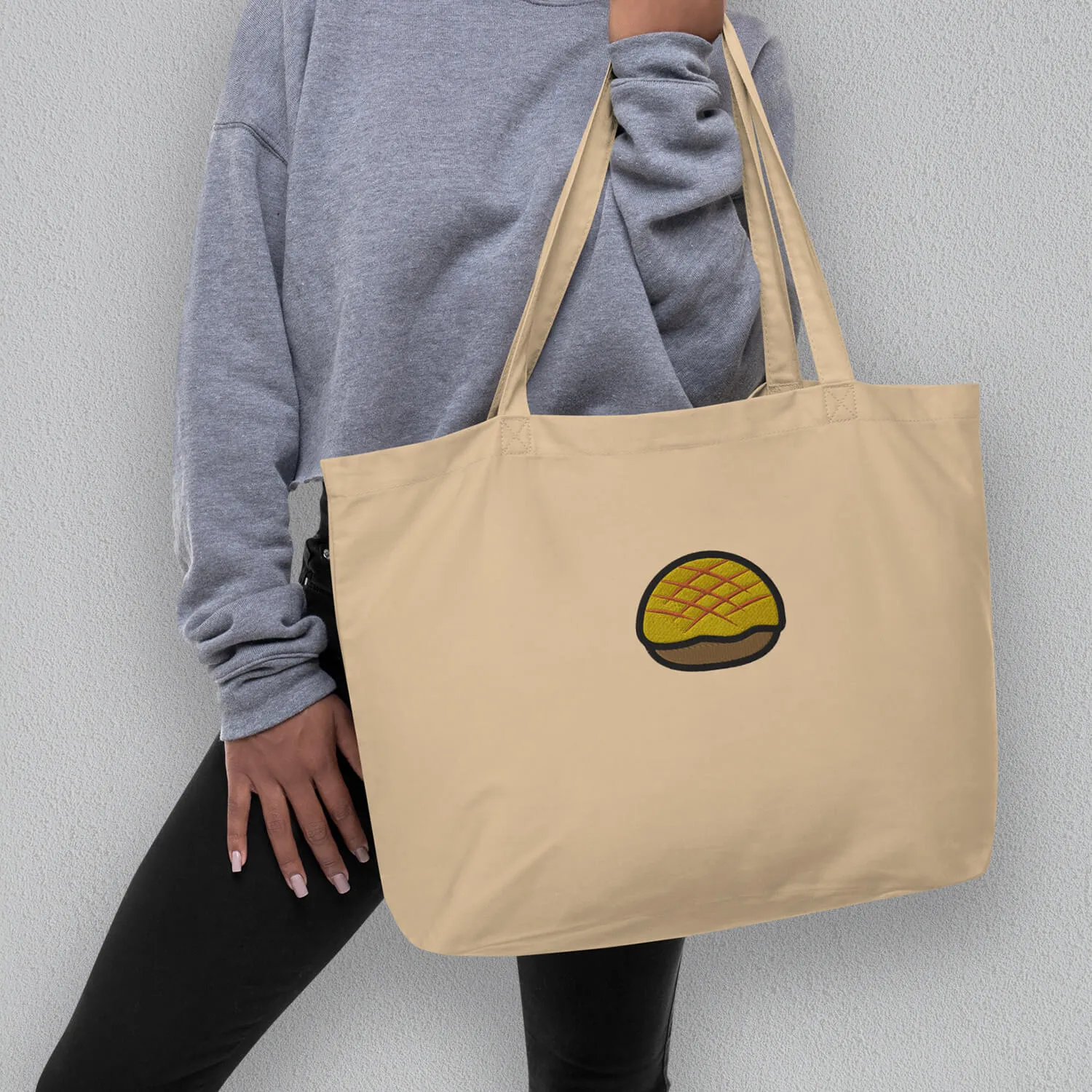 Pineapple Bun Embroidered Large Tote
