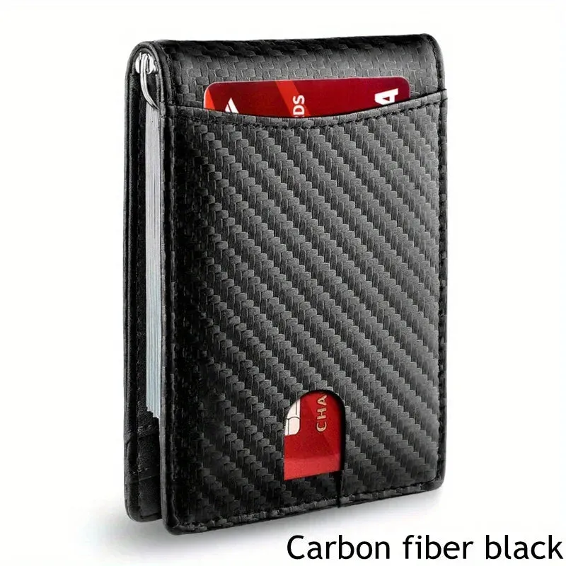 RFID Blocking Slim Smart Wallet for Men Synthetic Leather Bifold Credit Card Holder with Money Clip Men's Thin Money Bag