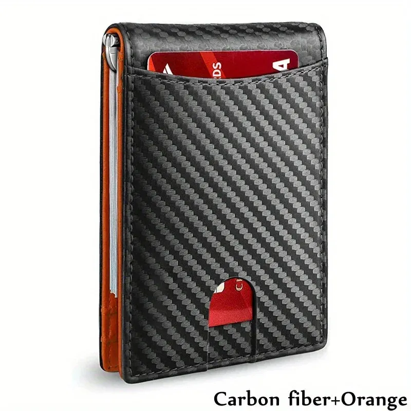 RFID Blocking Slim Smart Wallet for Men Synthetic Leather Bifold Credit Card Holder with Money Clip Men's Thin Money Bag