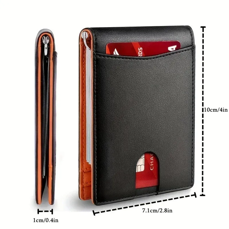 RFID Blocking Slim Smart Wallet for Men Synthetic Leather Bifold Credit Card Holder with Money Clip Men's Thin Money Bag