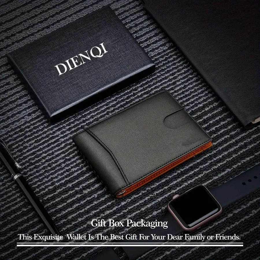 RFID Blocking Slim Smart Wallet for Men Synthetic Leather Bifold Credit Card Holder with Money Clip Men's Thin Money Bag