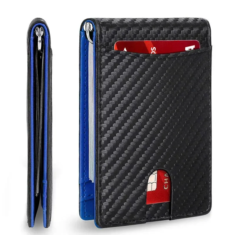 RFID Blocking Slim Smart Wallet for Men Synthetic Leather Bifold Credit Card Holder with Money Clip Men's Thin Money Bag