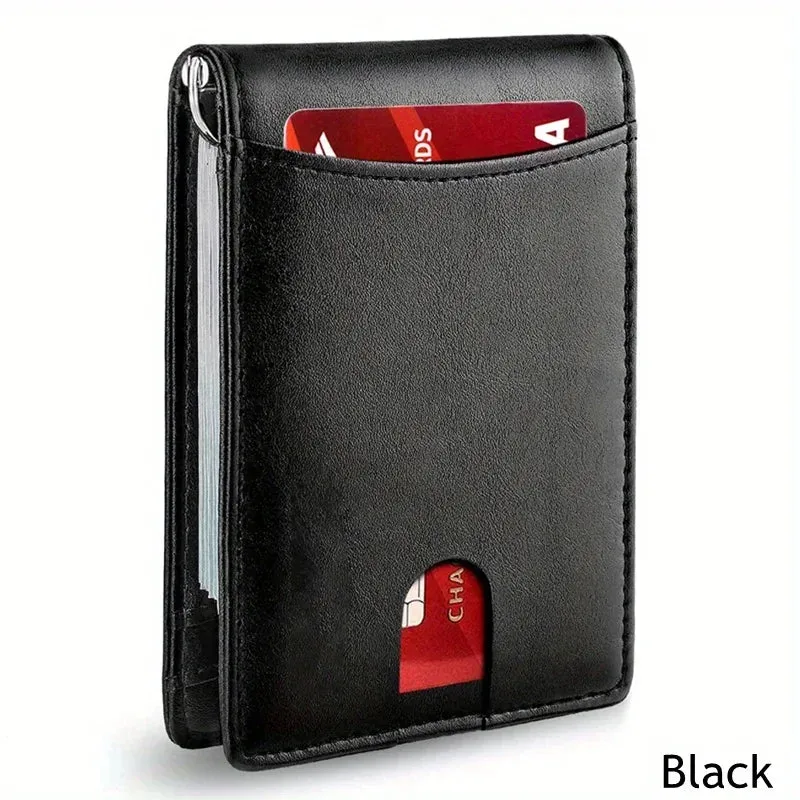 RFID Blocking Slim Smart Wallet for Men Synthetic Leather Bifold Credit Card Holder with Money Clip Men's Thin Money Bag