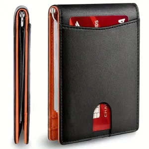 RFID Blocking Slim Smart Wallet for Men Synthetic Leather Bifold Credit Card Holder with Money Clip Men's Thin Money Bag