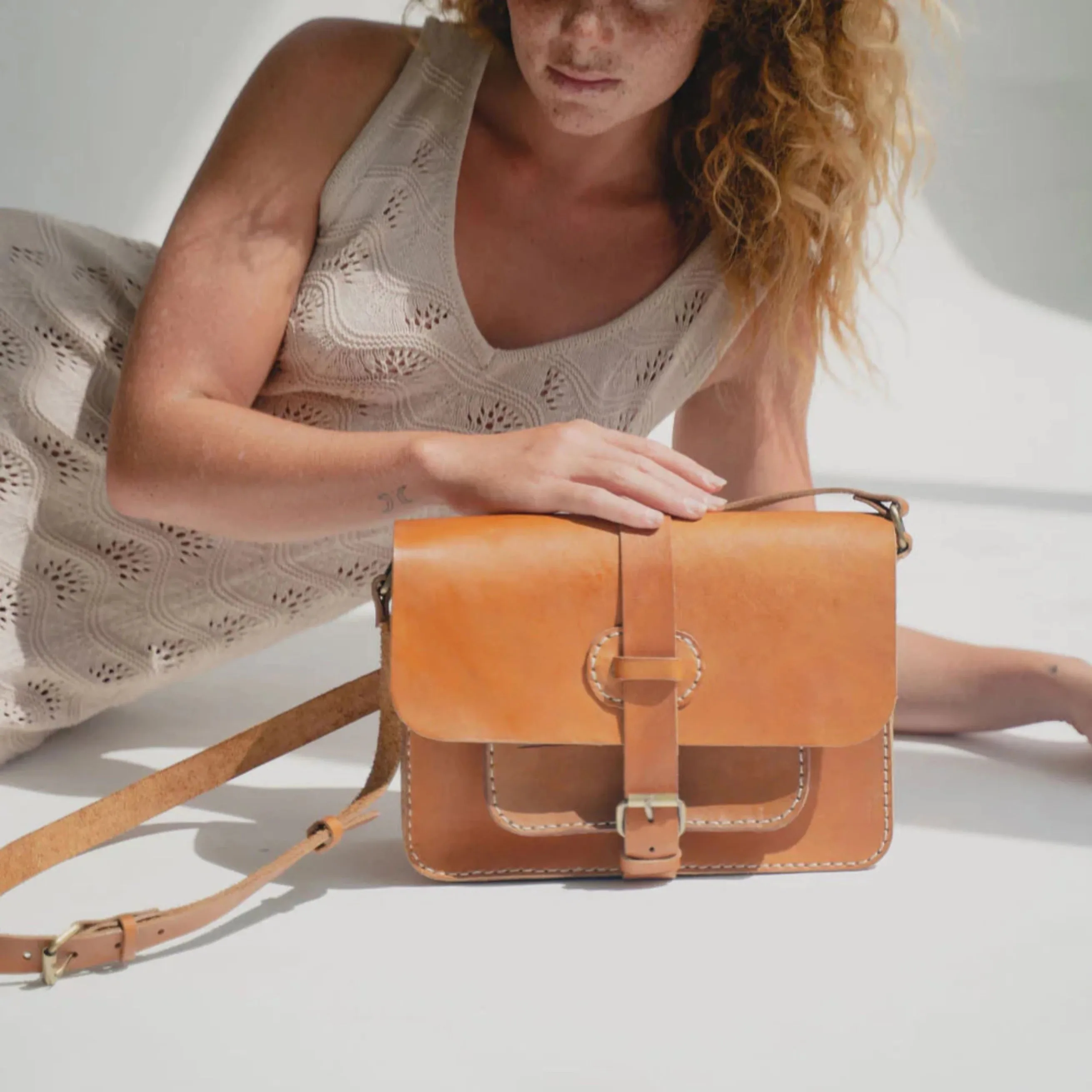 Rising Sun Leather Satchel - Vintage Tan