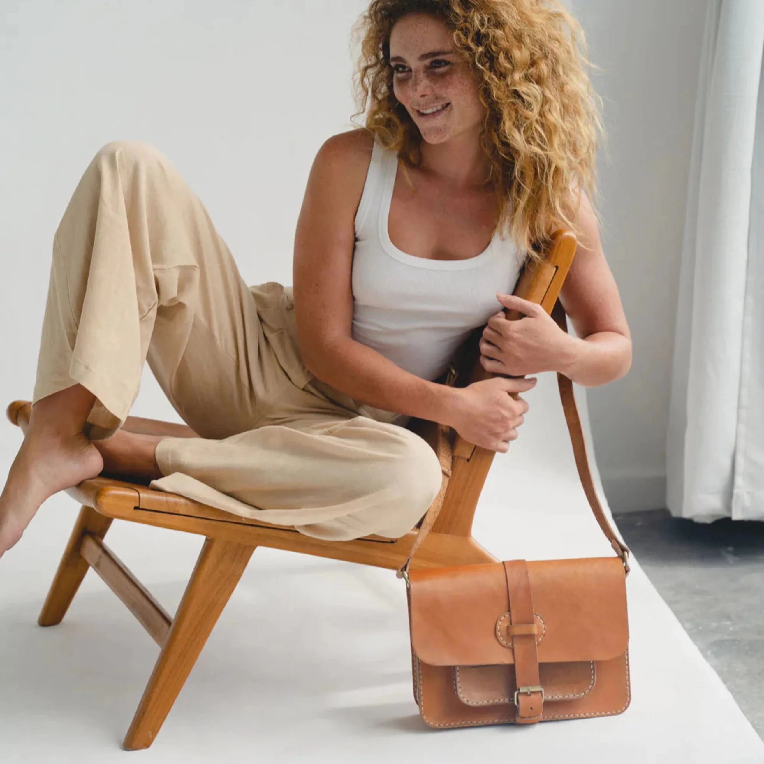 Rising Sun Leather Satchel - Vintage Tan