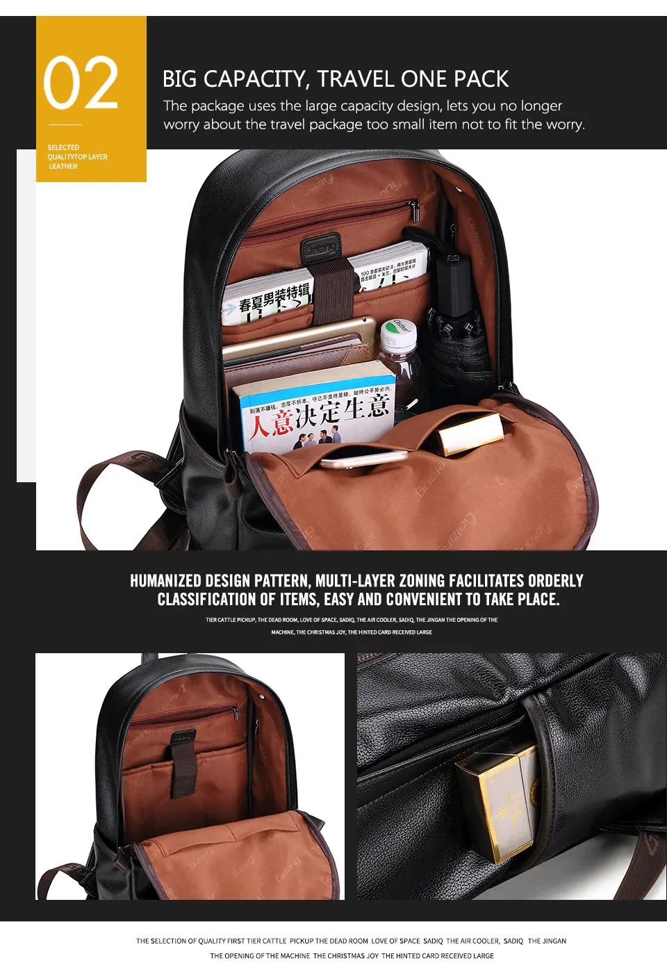 Rock Style Backpacks with External USB Charge