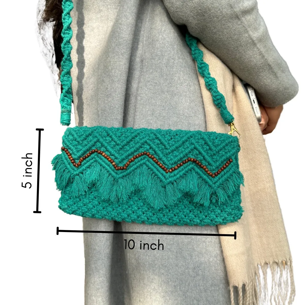 Teal Handmade Baguette Bag