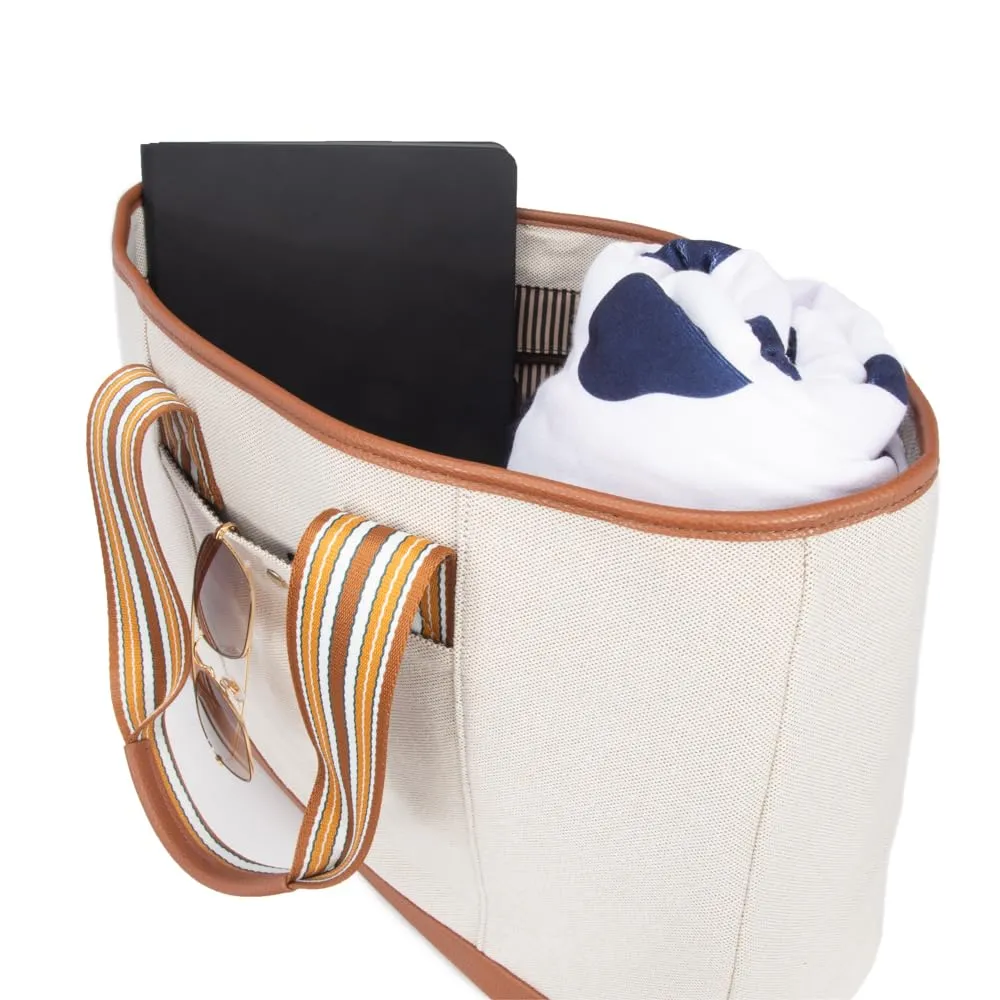 The Capri Everyday Stripe Tote (Brown Striped)