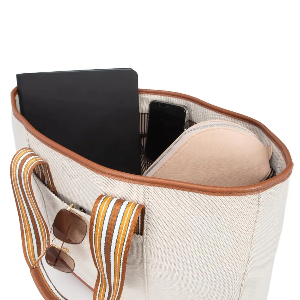 The Capri Everyday Stripe Tote (Brown Striped)