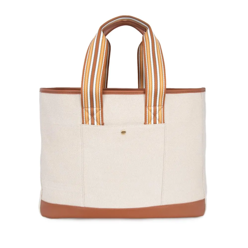 The Capri Everyday Stripe Tote (Brown Striped)