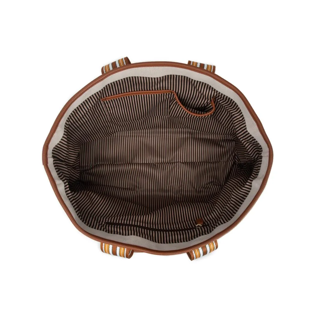 The Capri Everyday Stripe Tote (Brown Striped)