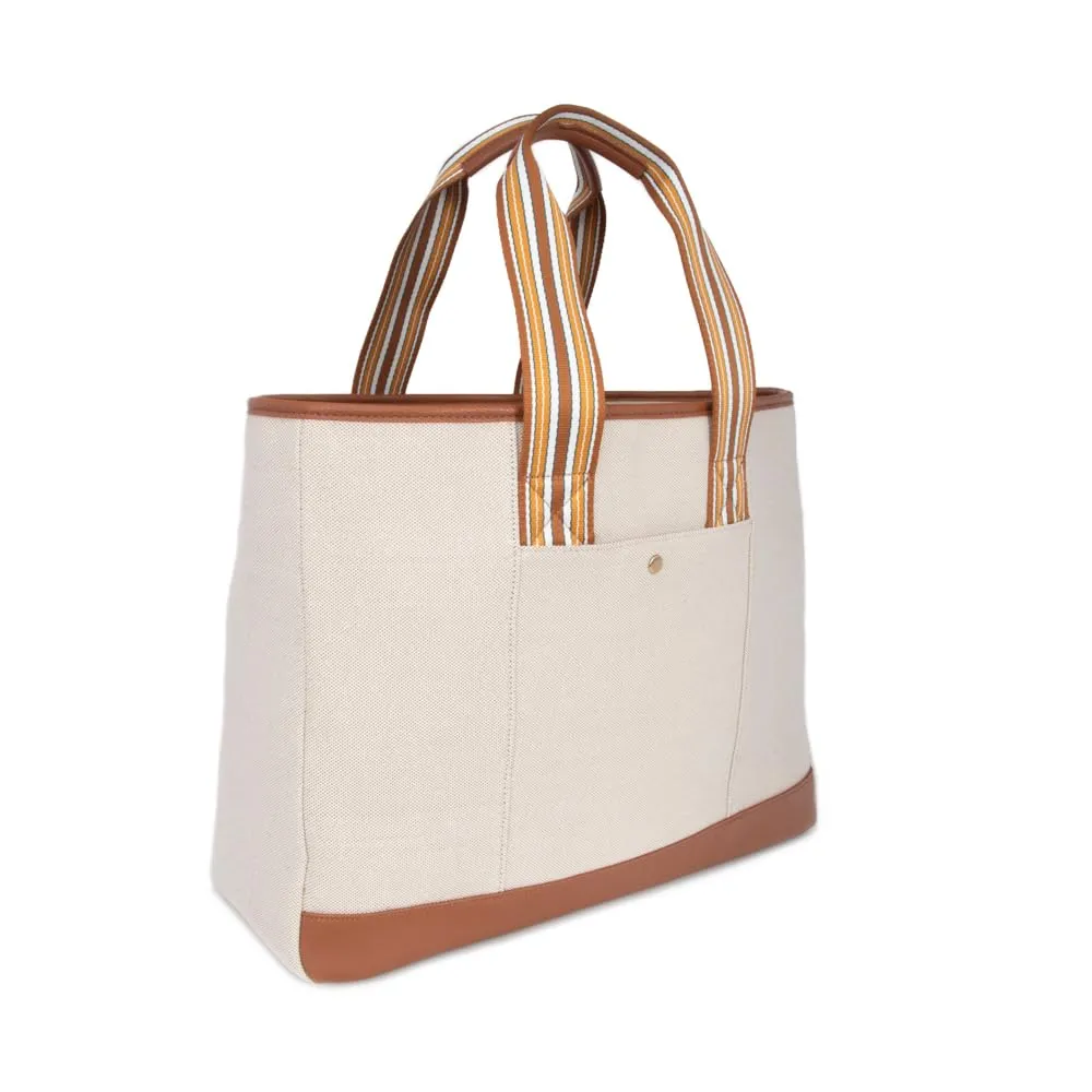 The Capri Everyday Stripe Tote (Brown Striped)