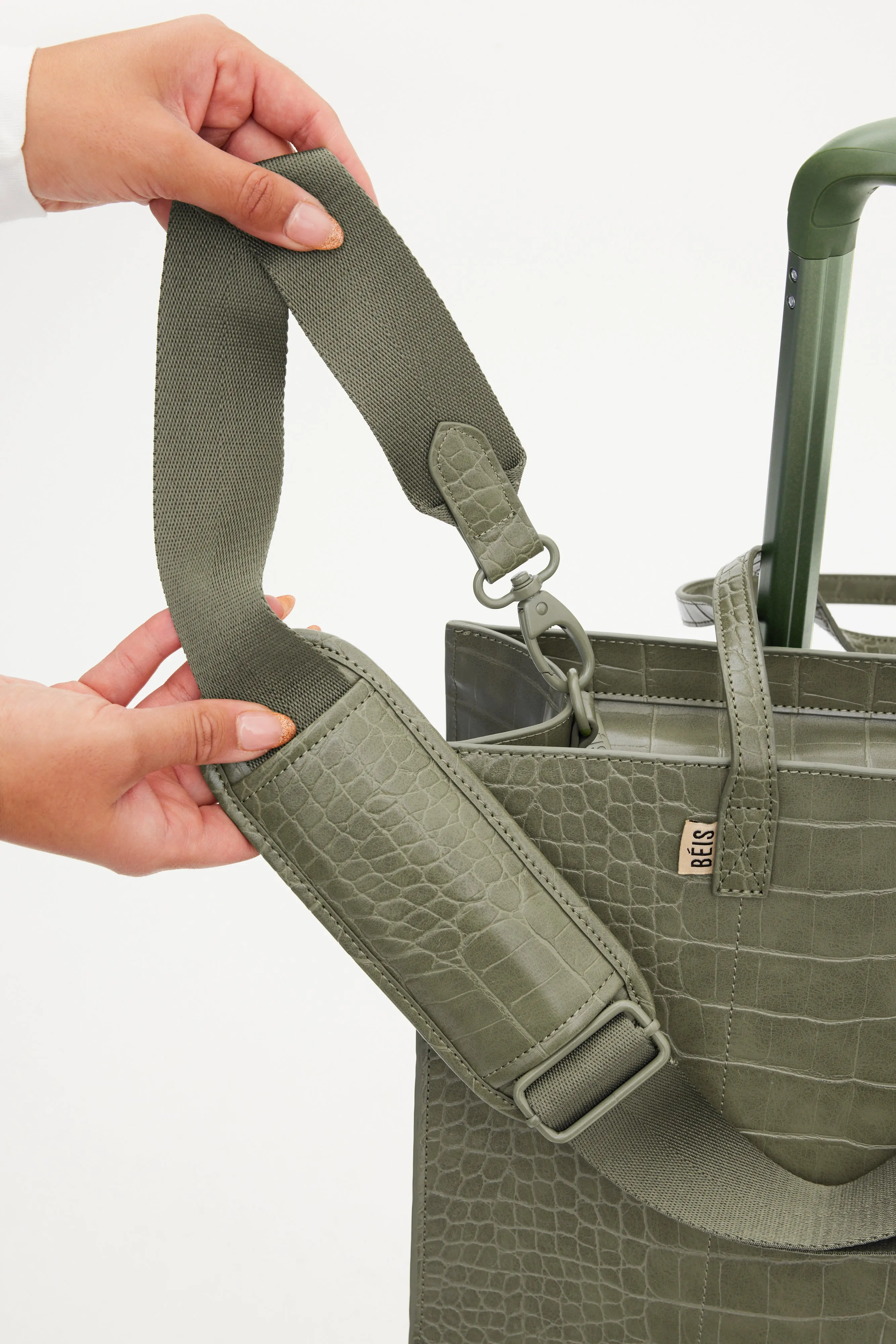The Work Tote in Olive Croc